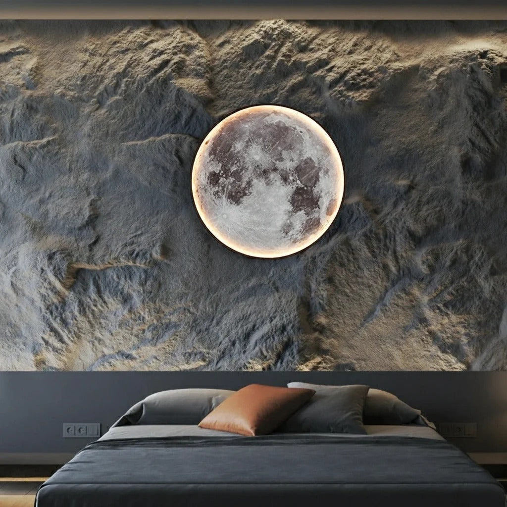 Lampe murale lune 3D - décoration lunaire réaliste