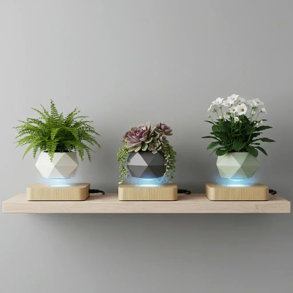 Pot bonsaï flottant - effet de lévitation en détail