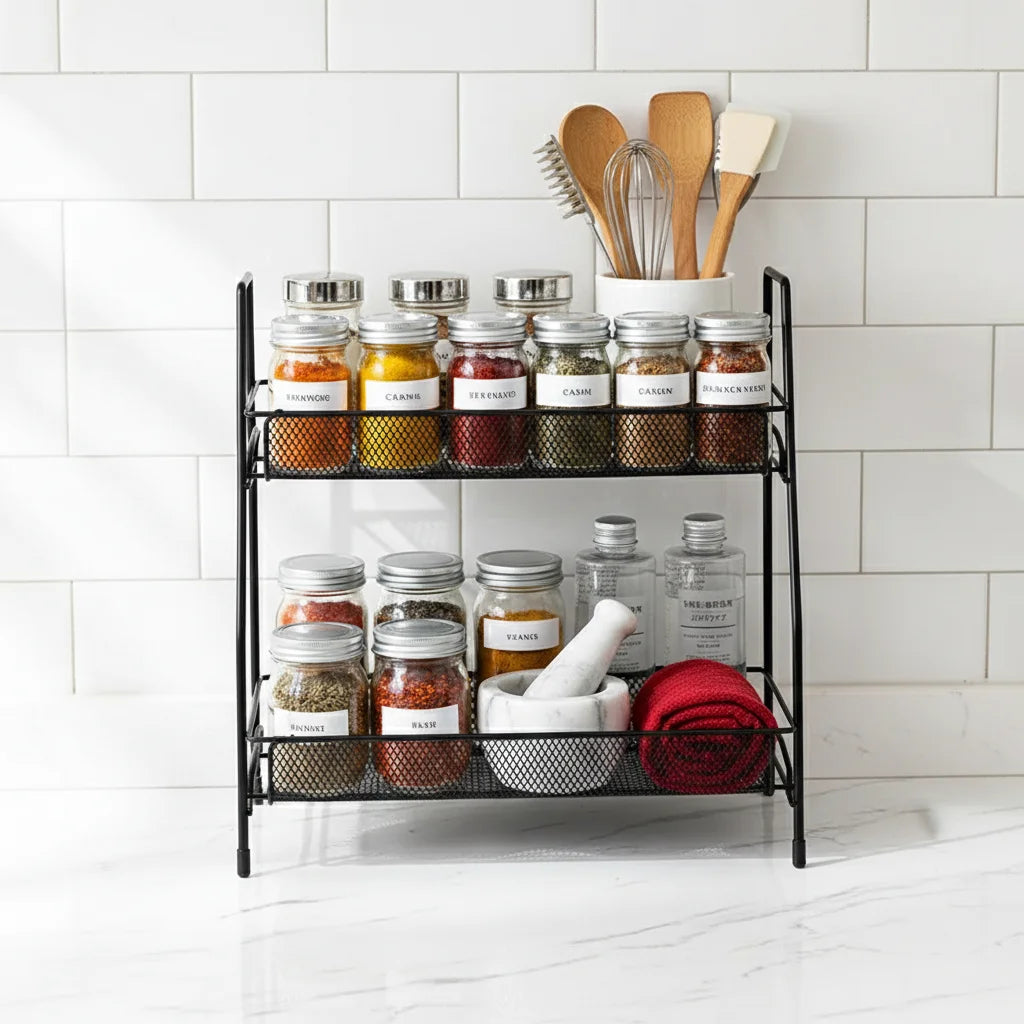 Rangement double couche - organisation cuisine